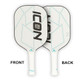 Diadem Icon Graphite Pickleball Paddle, poly-core and carbon fiber face. Available in Black, White, and Miami Vice colors.