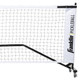 Black and white Franklin Pickleball Portable Net System with wheels and a durable steel frame is easy to set up and move around. Includes black weather-resistant carrying and storage bag.