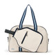 Front view of the Ame & Lulu Hamptons Pickleball Bag with exterior zippered paddle pocket. Shown in color option Two Tone Blue.