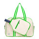 Front view of the Ame & Lulu Hamptons Pickleball Bag with exterior zippered paddle pocket. Shown in color option Limeade.