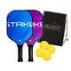 The VERSIX Strike 4F Fiberglass Composite Two Paddle Bundle includes two VERSIX paddles and four yellow outdoor pickleballs.