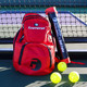 GAMMA Pickleball Ball Tube is a collapsible ball retrieval tube that when expanded stores 12 pickleballs. Black, red, and white with the GAMMA logo on the side.