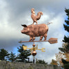 handcrafted copper rooster and pig weathervane