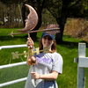 Jamey holding Moon Weathervane for size reference