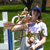 Jamey holding a Mermaid Weathervane for size reference