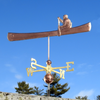 handcrafted man in canoe boat weathervane home decor