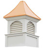 Sumner Louvered Cupola in White PVC with Copper Roof
