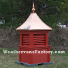 Bedford Louvered Color Cupola shown in red with copper top and copper finial