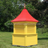Bedford Louvered Color Cupola shown in yellow with red roof and copper finial