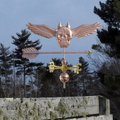 Skull with Wings and Horns Weathervane