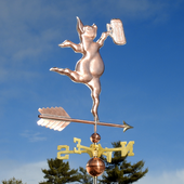 Handmade Copper Pig with Beer Mug Home Decor Weather Vane