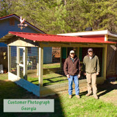 customer photo of rooster weathervane on chicken coop