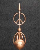 Copper Peace Sign Sphere Finial