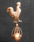 Copper Rooster Sphere Finial