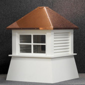 Burton Cupola with Copper Roof and Windows and Louvers - Weathervane Ready - Made in USA