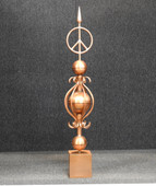 Colonial Finial with Peace Sign Fence Post Cap - Fence Post Cap Topper - Copper Post Cover - Made in USA