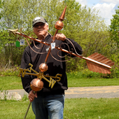 Todd Holding Large Scrolled Arrow Weather Vane for Sizing Reference