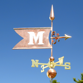 Handmade Copper Banner with Initial Weathervane Home Decor