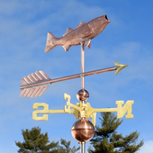 Handmade Copper Striped Bass Wind Vane