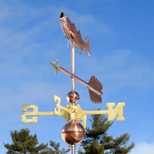 Handmade Copper Striped Bass Weathervane Home Decor