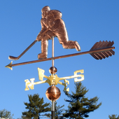 Handcrafted Copper Hockey Player Wind Vane