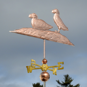 Handcrafted Copper Puffins Bird Watching Wind Vane