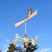 Handmade Copper Man in Canoe Weathervane Home Decor