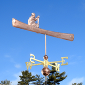 handcrafted copper man in canoe weather vane fishing home decor