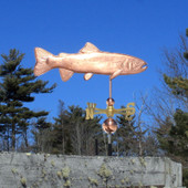 Trout Weathervane right side view on blue sky background
