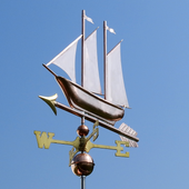 Handcrafted Nautical Schooner Sailboat Wind Vane