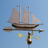 Handmade Copper Schooner Boat Weather Vane