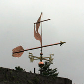 Large Methodist Cross and Flame Weathervane