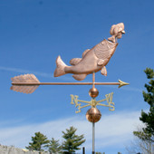 Handcrafted Copper Bass Fishing Weathervane