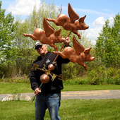 Todd with the Three Flying Pigs Weather Vane for Size Reference