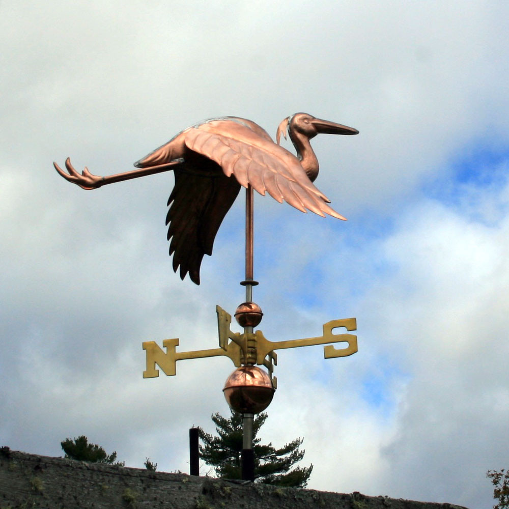Copper Heron Weathervane Made in USA