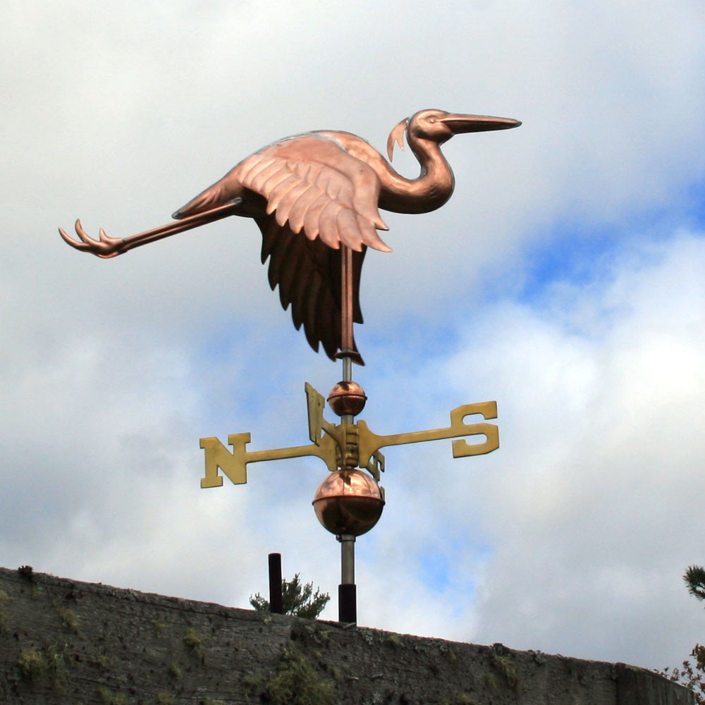 Copper Heron Weathervane Made in USA