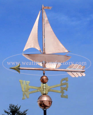 Copper Sailboat Weathervane Made in USA