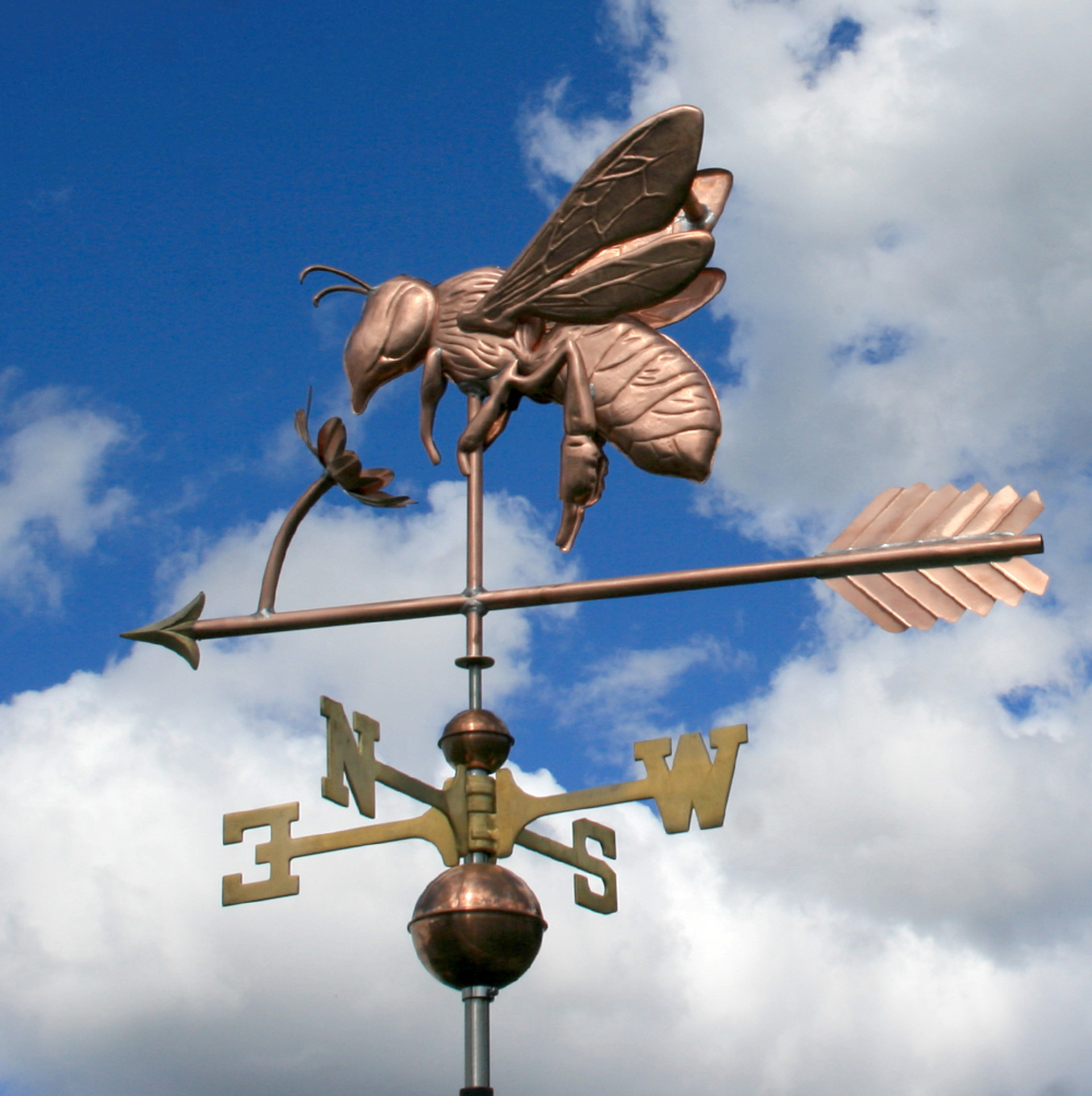 Honey Bee with Flower Weathervane Made USA