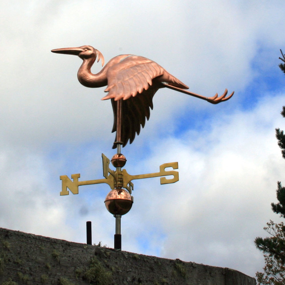 Copper Heron Weathervane Made in USA