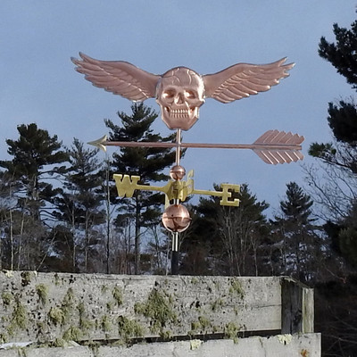Skull with Wings Weathervane