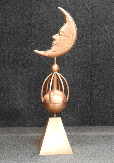 Copper Sleeping Man in the Moon Sphere Finial with Skirt