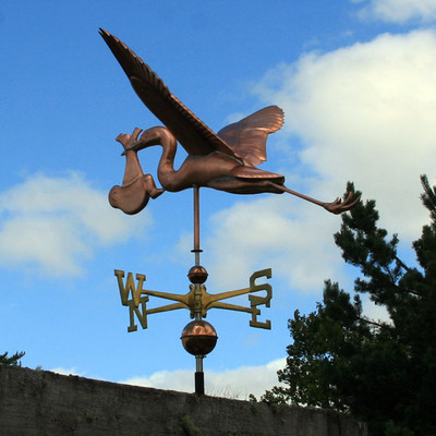 Large Copper Stork and Baby Weathervane