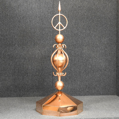 Gazebo Crown Cap with Peace Sign and Colonial Finial - Octagon Finial - Made in USA