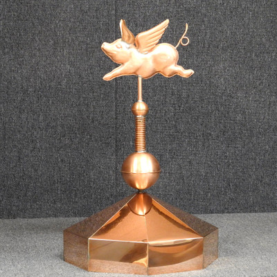 Octagon Gazebo Crown Cap with Flying Pig Pinnacle Finial - Made in USA