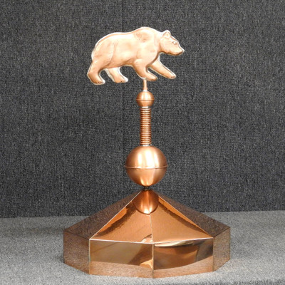 Octagon Gazebo Crown Cap with Bear and Pinnacle Finial - Made in USA