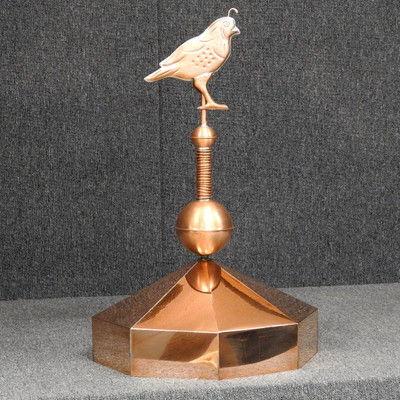 Octagon Gazebo Crown Cap with Quail and Pinnacle Finial - Made in USA