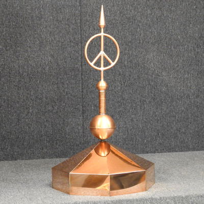 Octagon Gazebo Crown Cap with Peace Sign and Pinnacle Finial - Made in USA