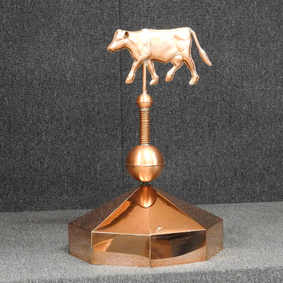 Octagon Gazebo Crown Cap with Cow and Pinnacle Finial - Made in USA