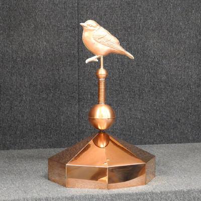 Octagon Gazebo Crown Cap with Warbler and Pinnacle Finial - Made in USA