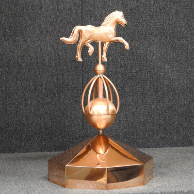 Octagon Gazebo Crown Cap with Horse Sphere Finial - Made in USA